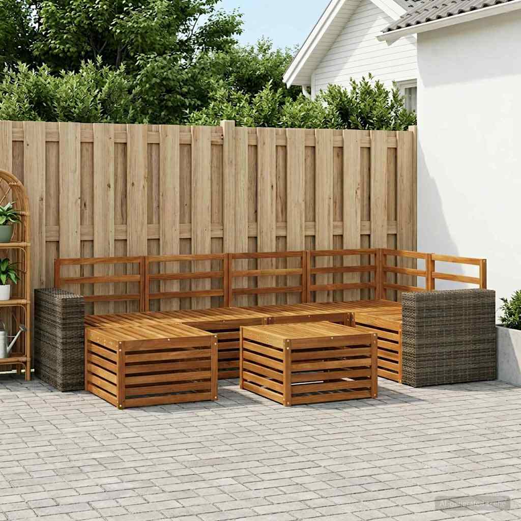 Ensemble de canapé d'angle 6 pcs Naturel Bois d'Acacia Massif - XIOS