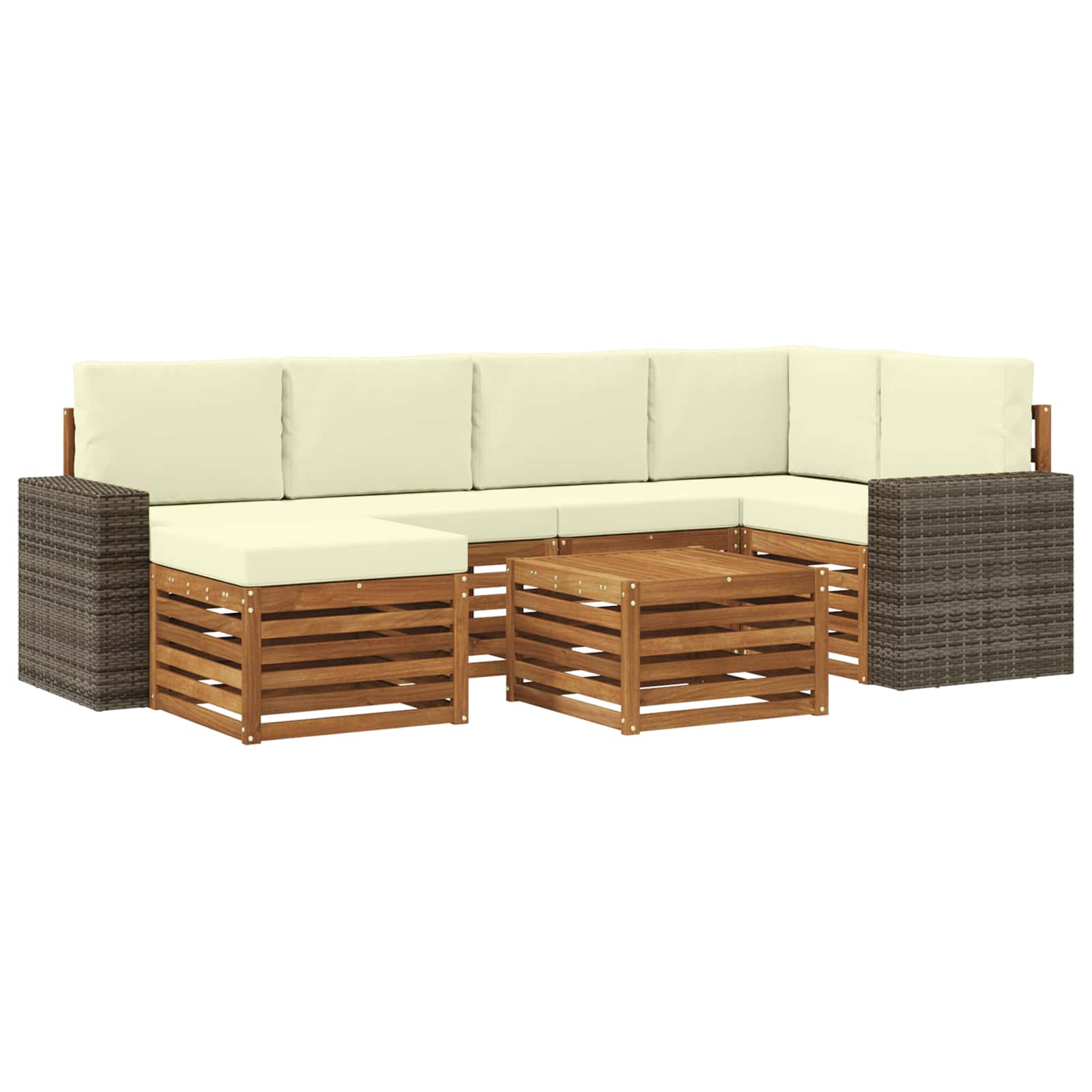 Ensemble de canapé d'angle avec coussin 7 pcs Naturel et Crème - XIOS