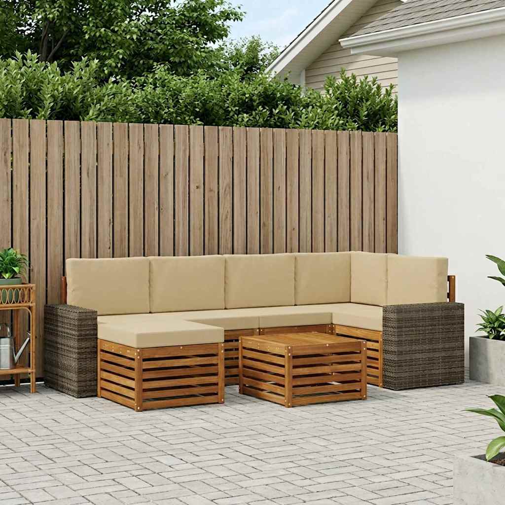 Ensemble de canapé d'angle avec coussin 7 pcs Naturel et Beige - XIOS