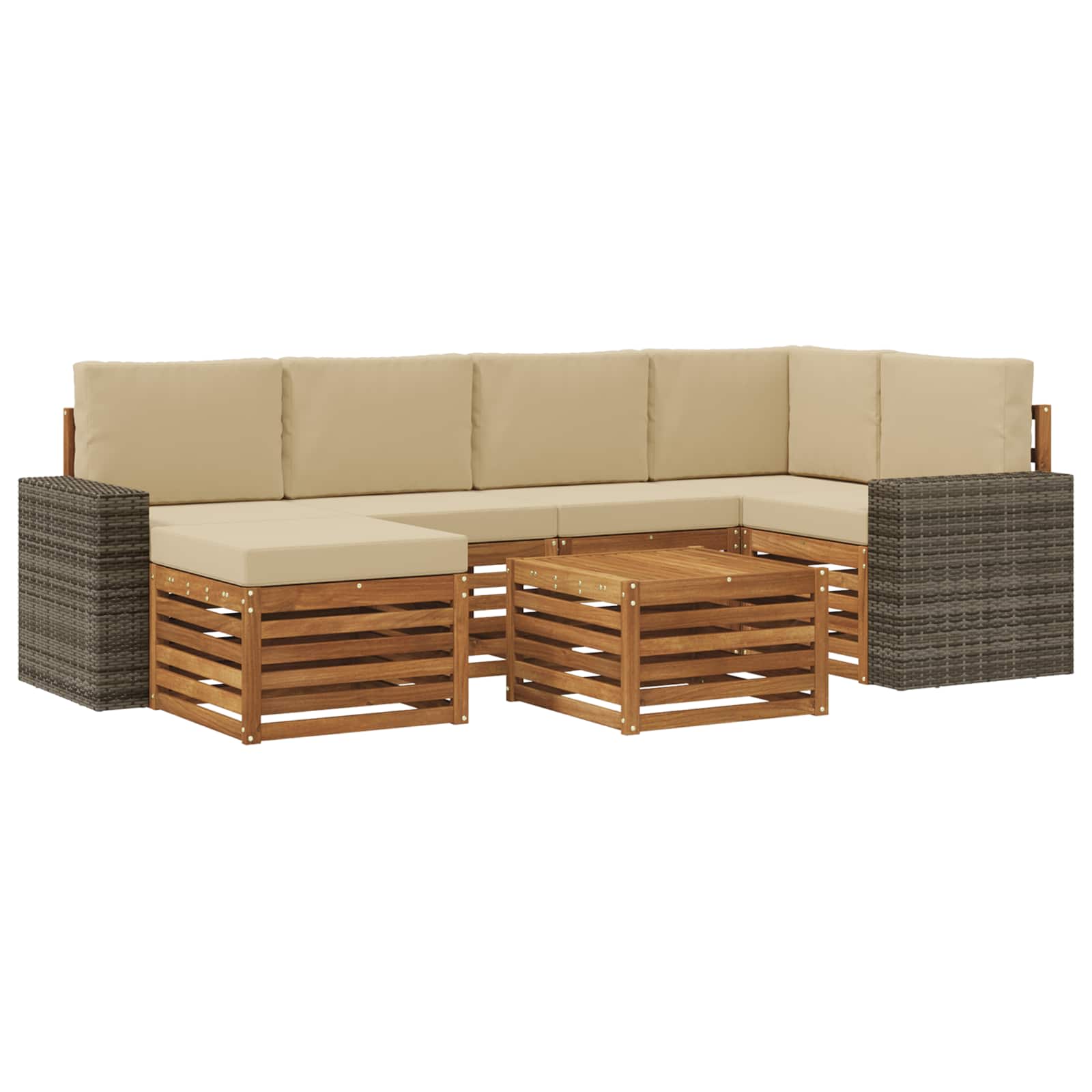 Ensemble de canapé d'angle avec coussin 7 pcs Naturel et Beige - XIOS