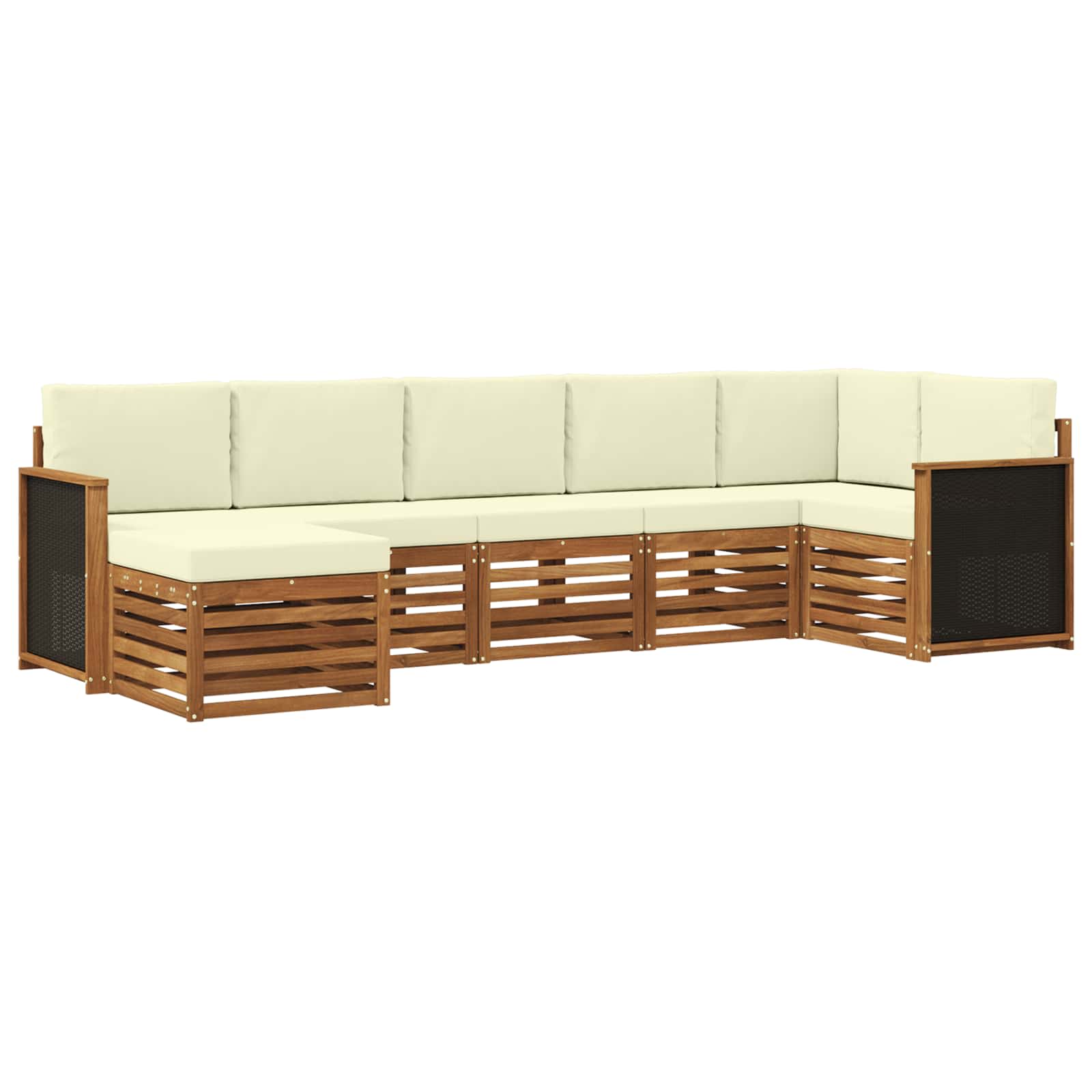 Ensemble de canapé d'angle avec coussin 6 pcs Naturel et Crème - XIOS