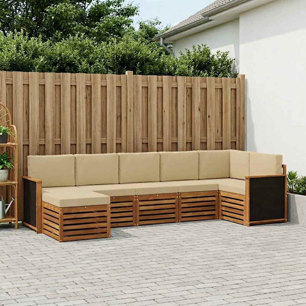 Ensemble de canapé d'angle avec coussin 6 pcs Naturel - XIOS