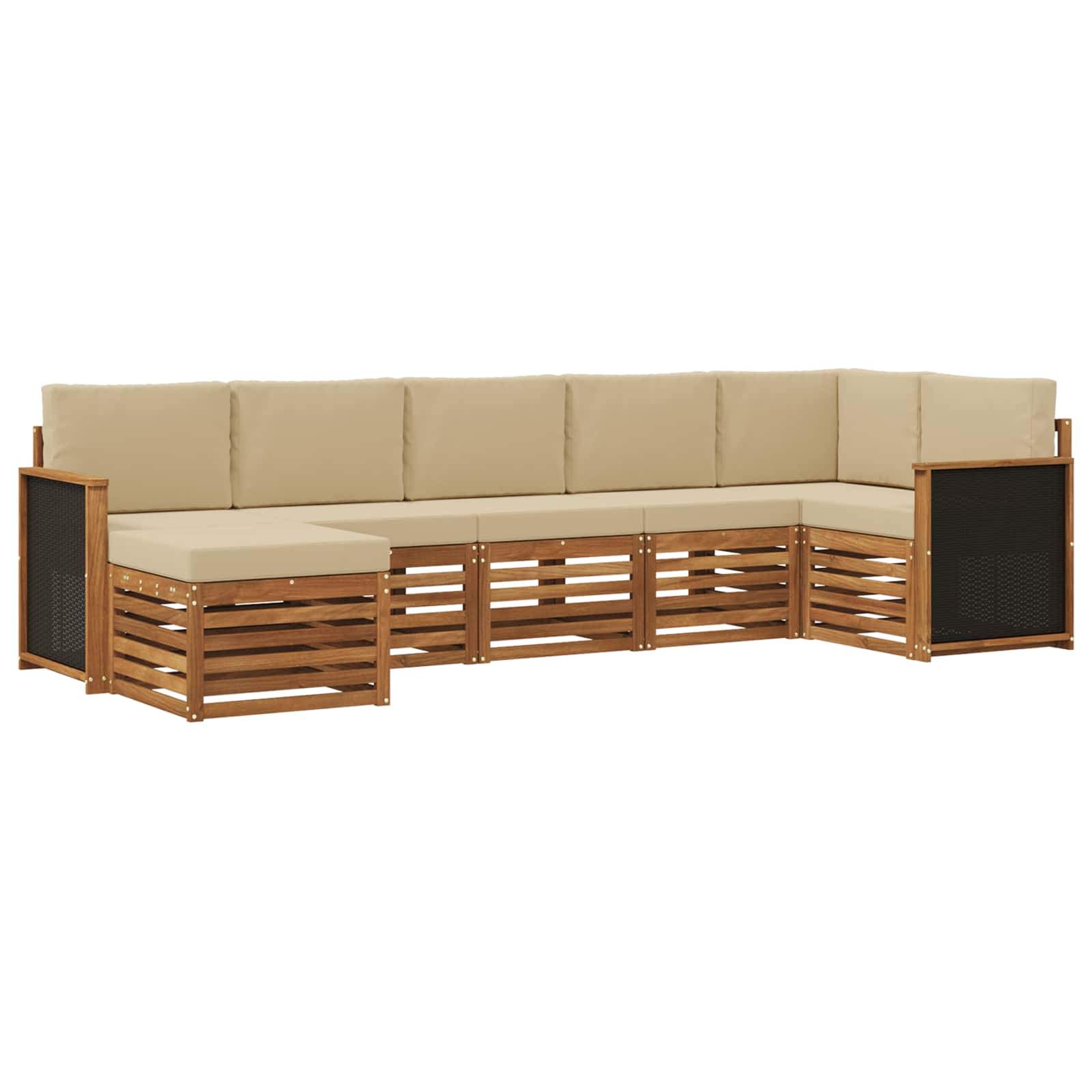 Ensemble de canapé d'angle avec coussin 6 pcs Naturel - XIOS
