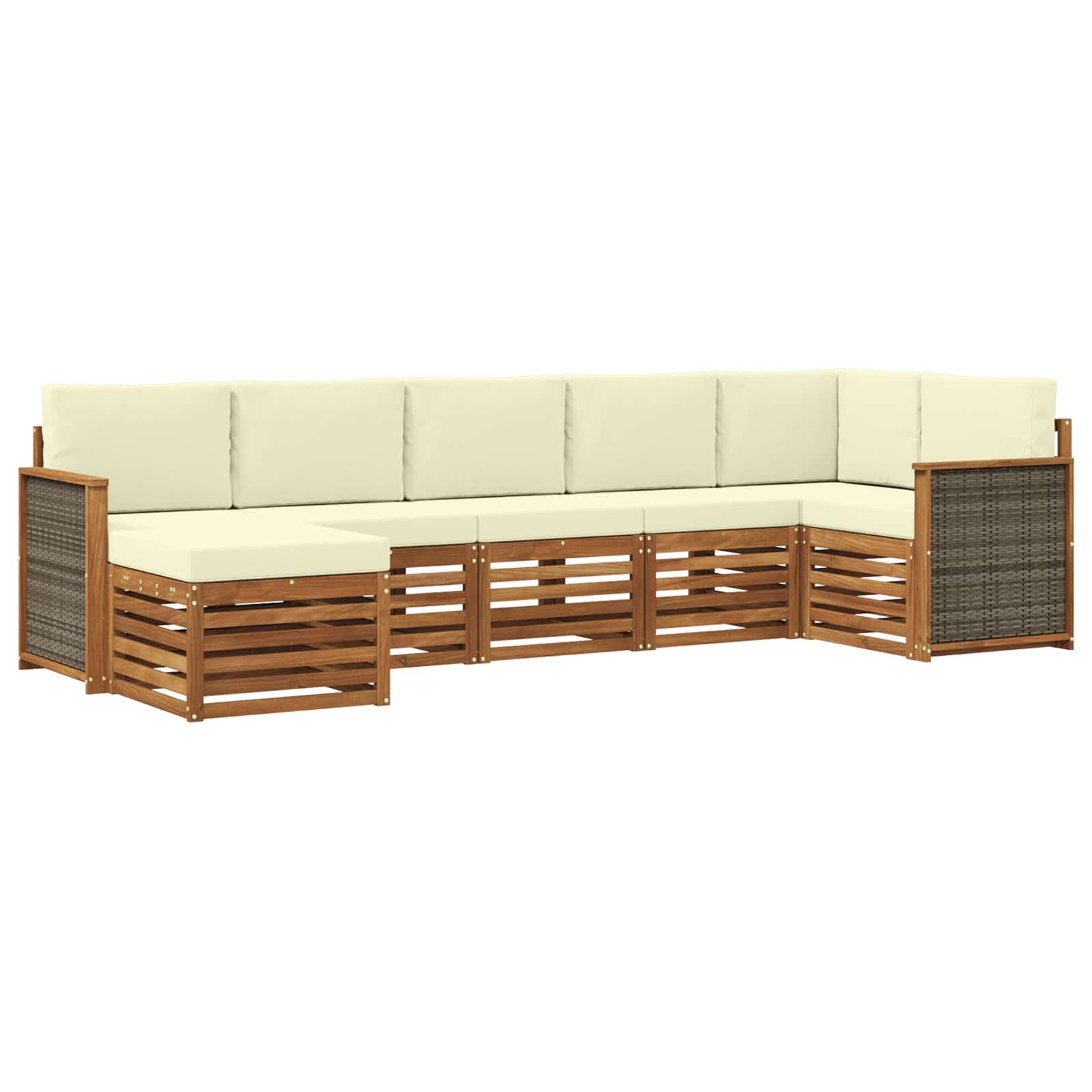 Ensemble de canapé d'angle avec coussin 6 pcs Naturel et Crème - XIOS
