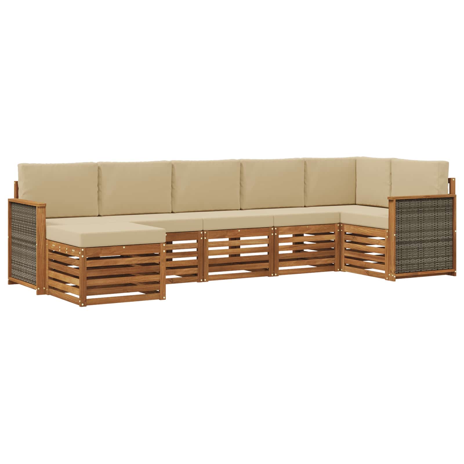 Ensemble de canapé d'angle avec coussin 6 pcs Naturel - XIOS