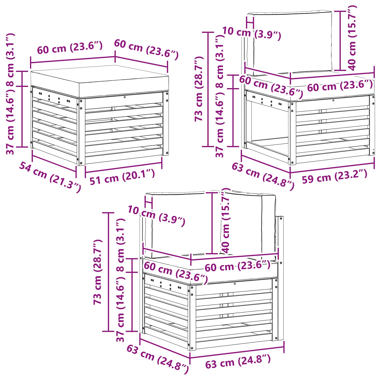 Ensemble de canapé d'angle avec coussin 6 pcs Naturel - XIOS
