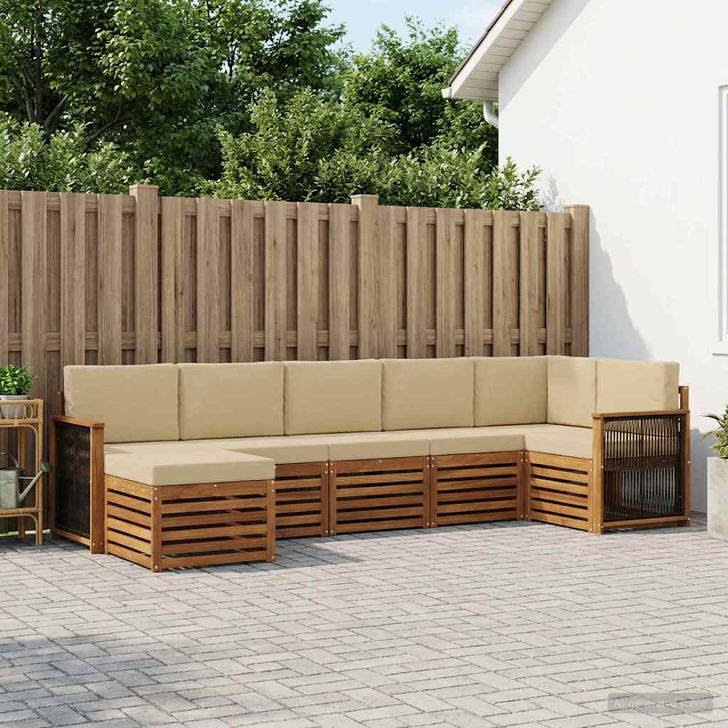 Ensemble de canapé d'angle avec coussin 6 pcs Naturel - XIOS
