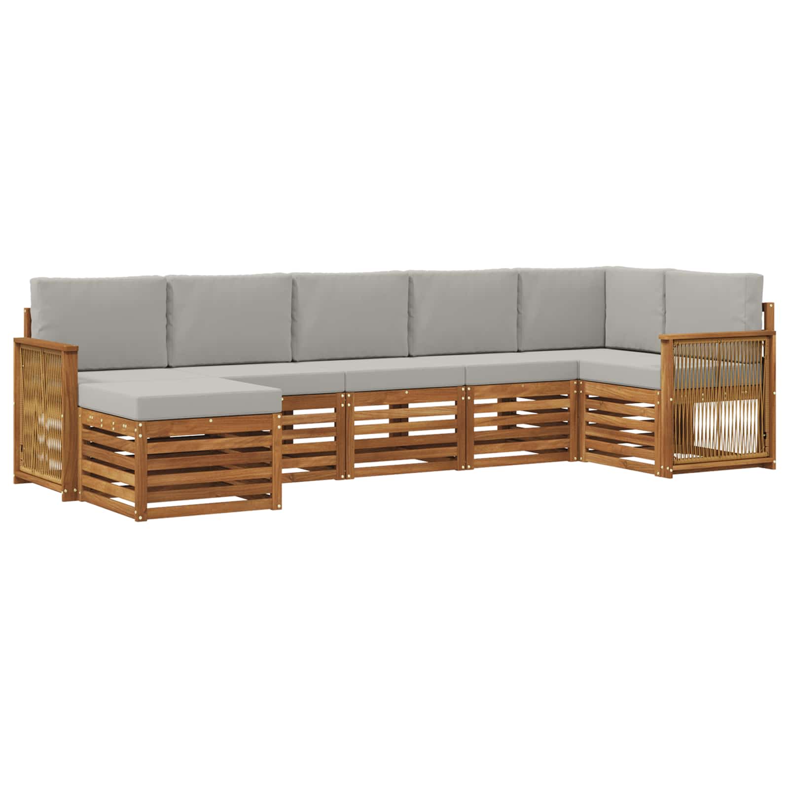Ensemble de canapé d'angle 6 pcs Naturel et gris clair