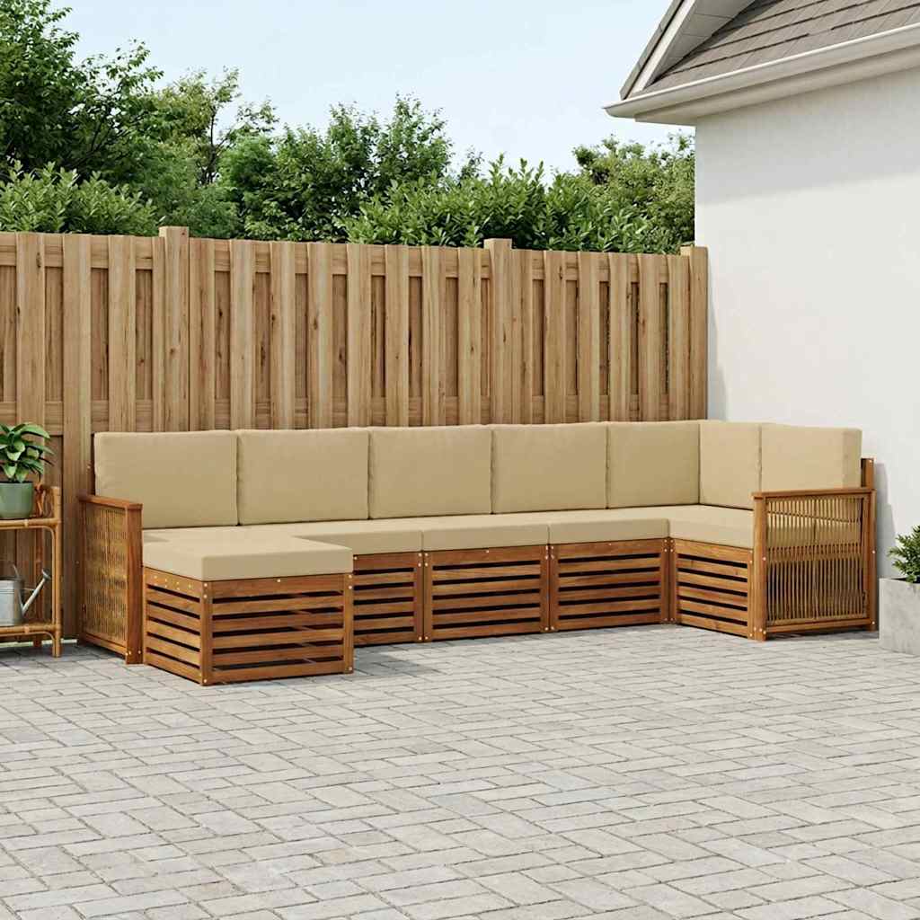 Ensemble de canapé d'angle avec coussin 6 pcs Naturel - XIOS
