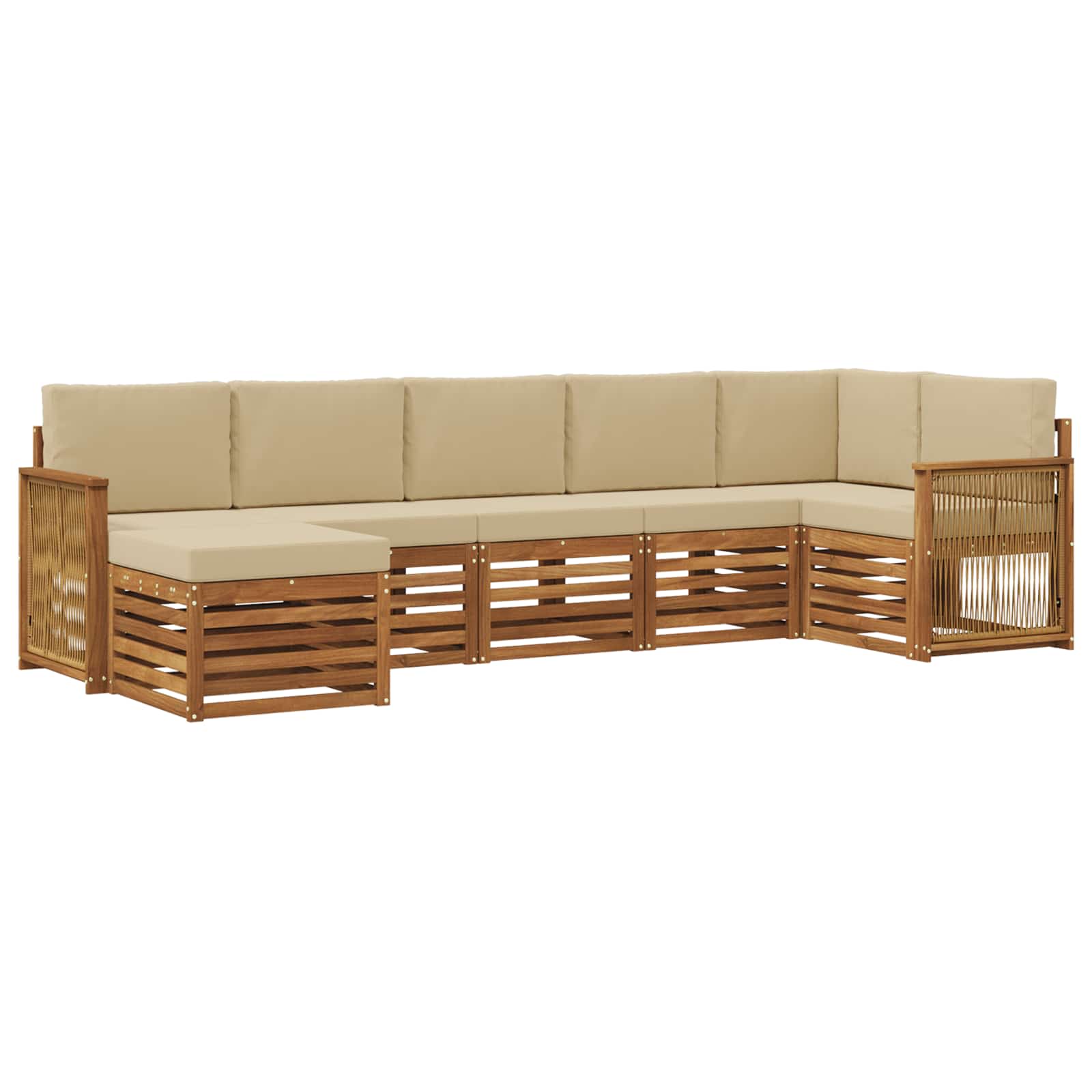 Ensemble de canapé d'angle avec coussin 6 pcs Naturel - XIOS