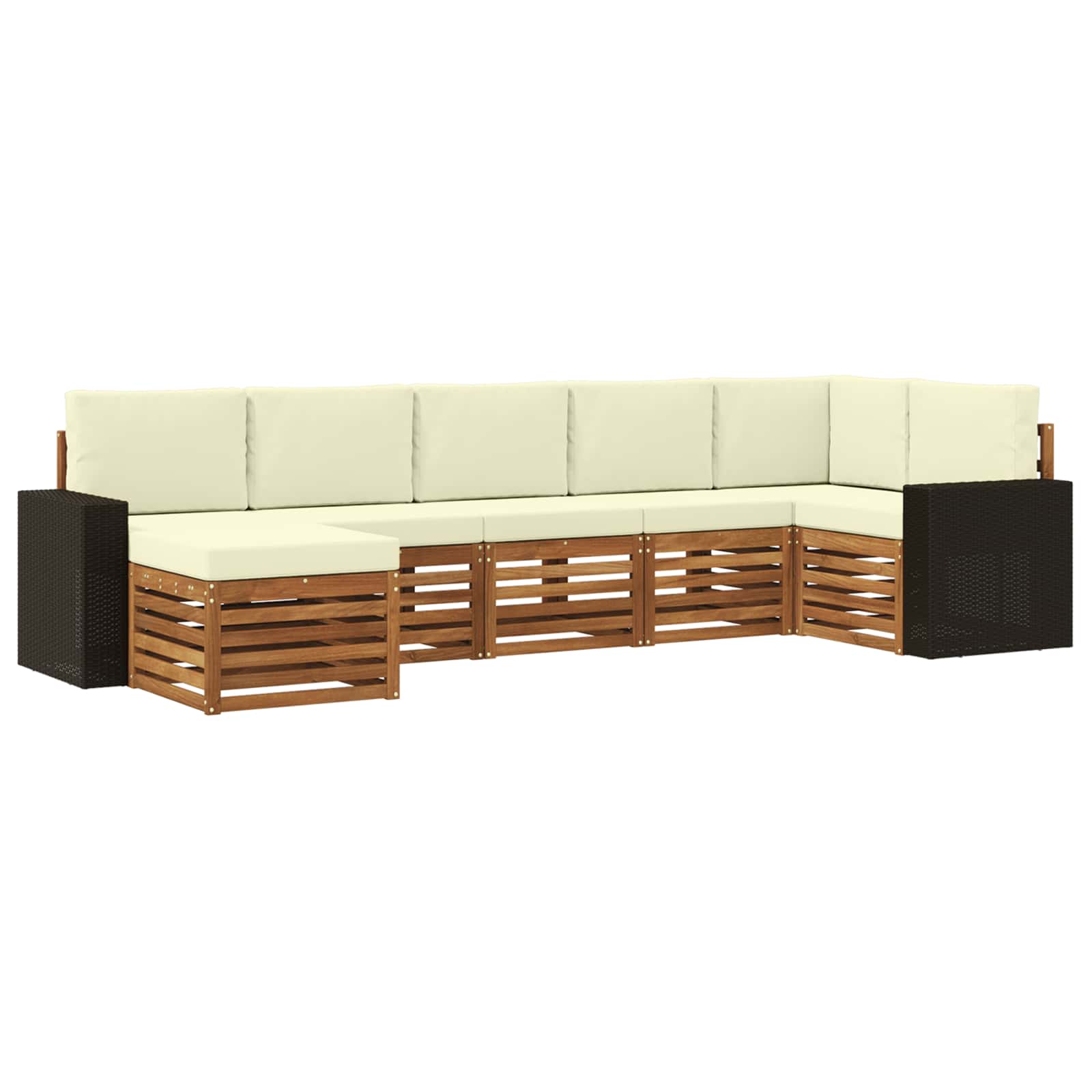 Ensemble de canapé d'angle avec coussin 7 pcs Naturel et Crème - XIOS
