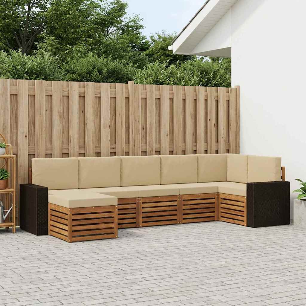 Ensemble de canapé d'angle avec coussin 7 pcs Naturel et Beige - XIOS