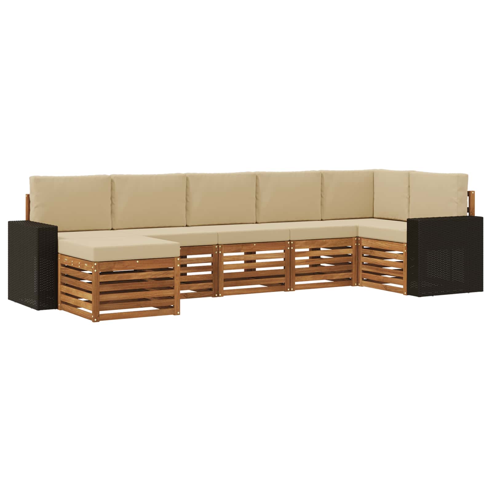 Ensemble de canapé d'angle avec coussin 7 pcs Naturel et Beige - XIOS