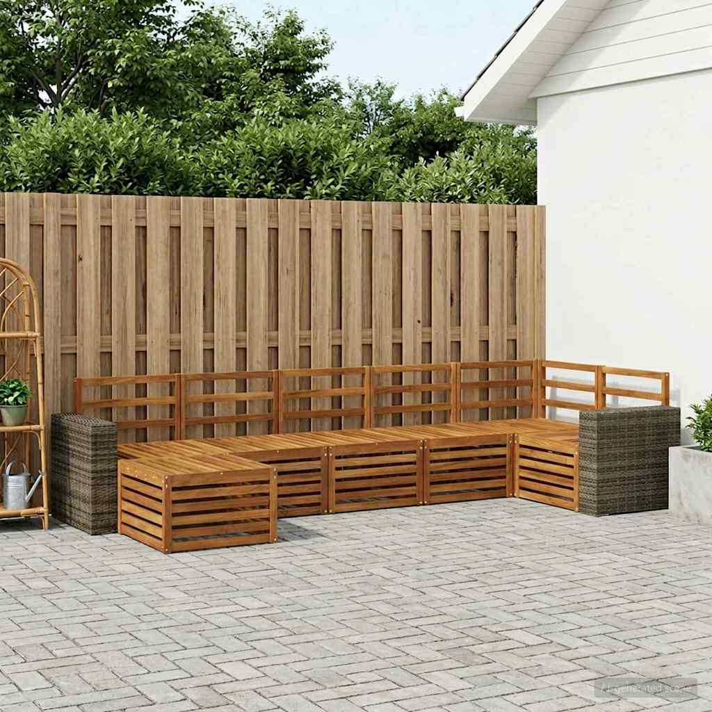 Ensemble de canapé d'angle 7 pcs Naturel Bois d'Acacia Massif - XIOS
