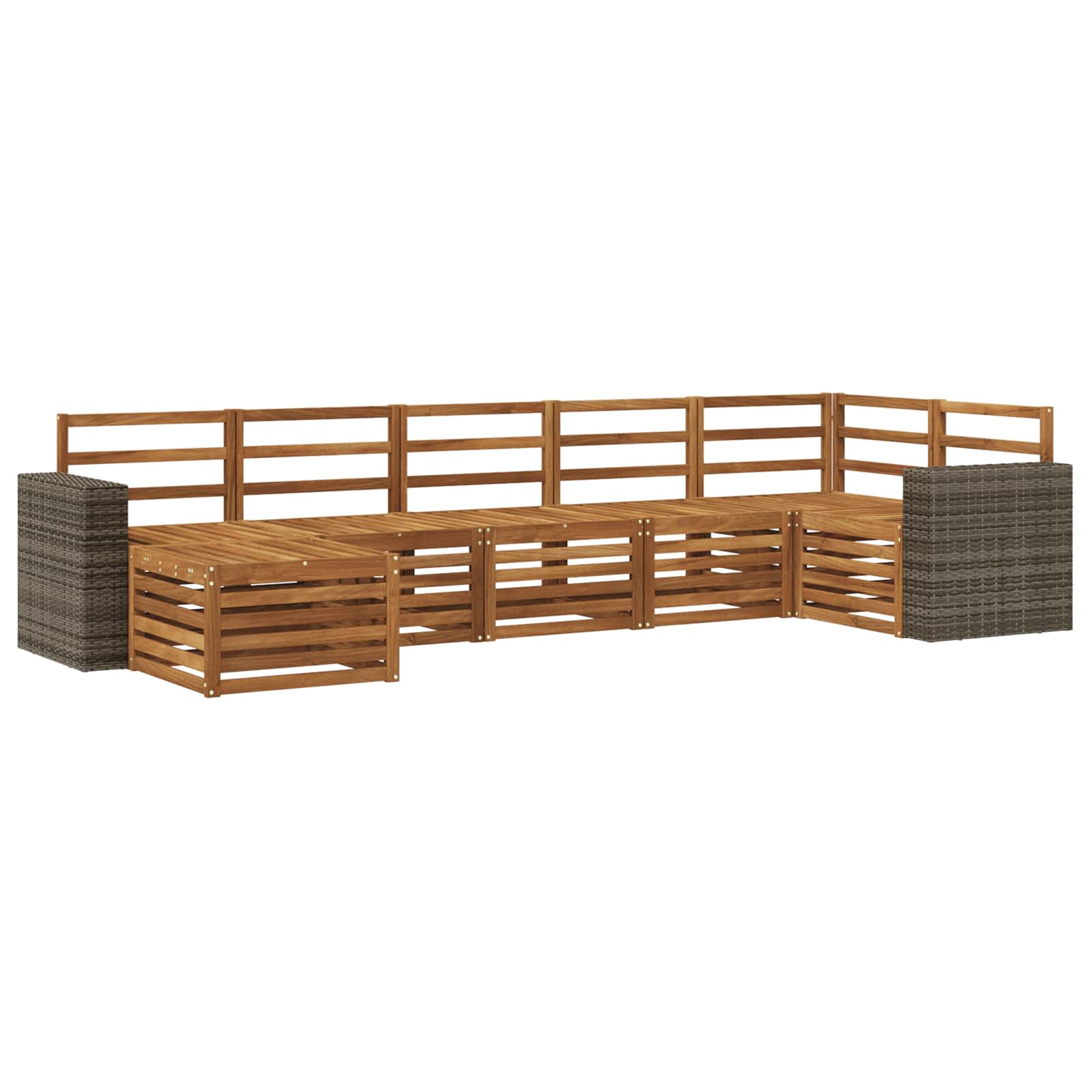 Ensemble de canapé d'angle 7 pcs Naturel Bois d'Acacia Massif - XIOS