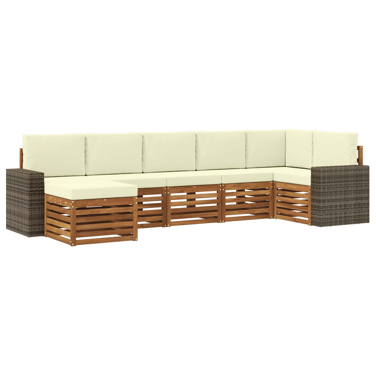 Ensemble de canapé d'angle avec coussin 7 pcs Naturel et Crème - XIOS