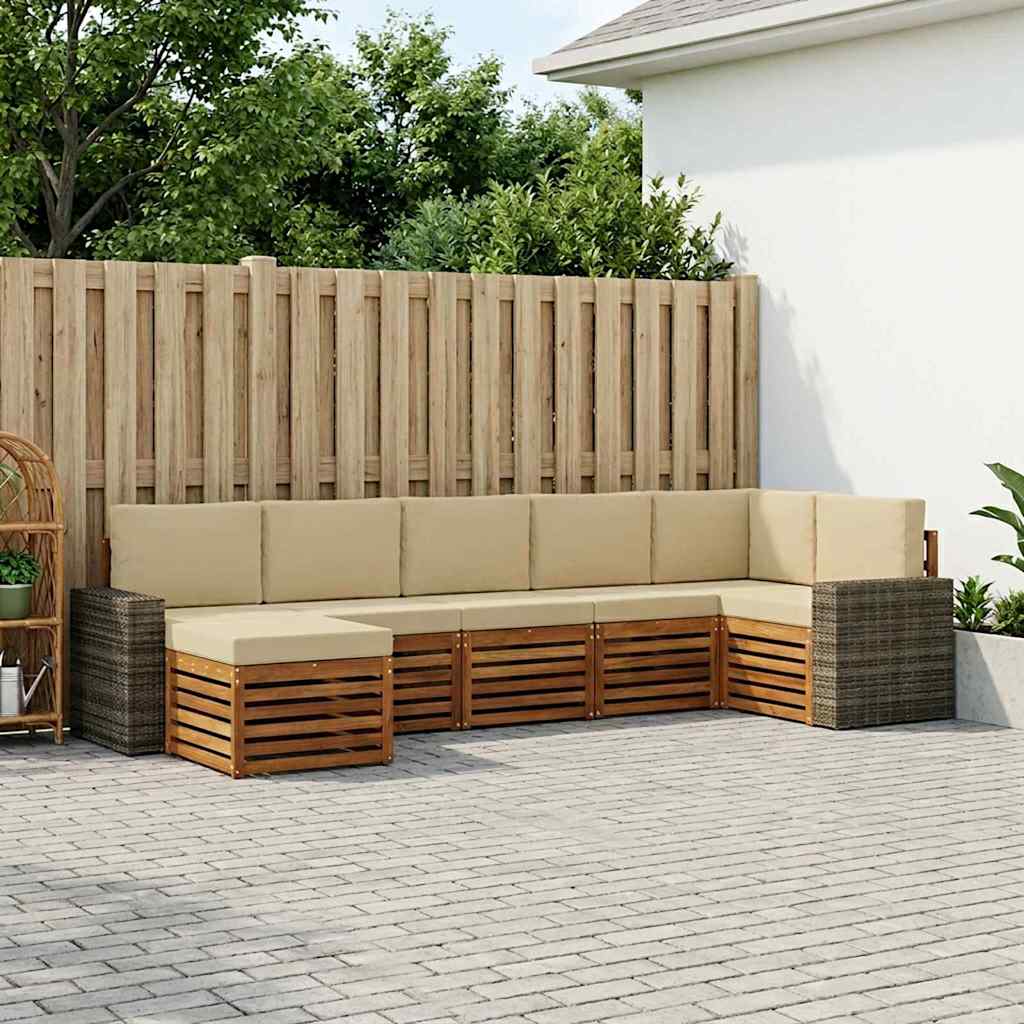 Ensemble de canapé d'angle avec coussin 7 pcs Naturel et Beige - XIOS