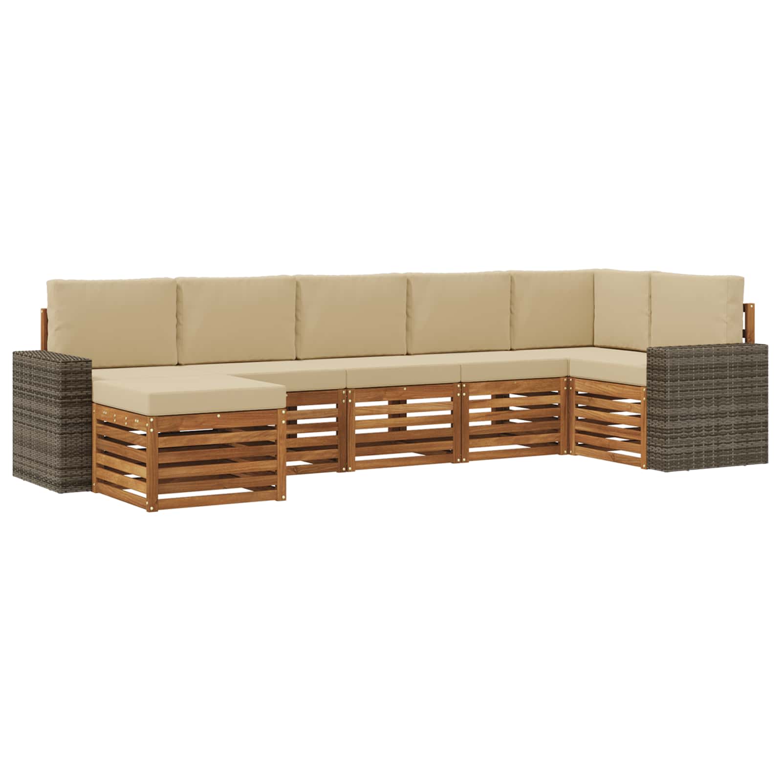 Ensemble de canapé d'angle avec coussin 7 pcs Naturel et Beige - XIOS