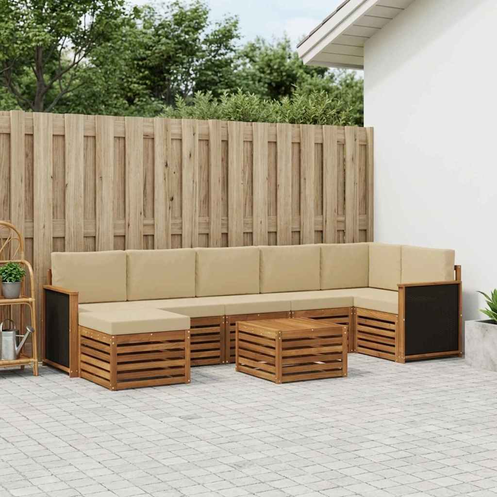 Ensemble de canapés d'extérieur avec coussin 7 pcs Naturel - XIOS
