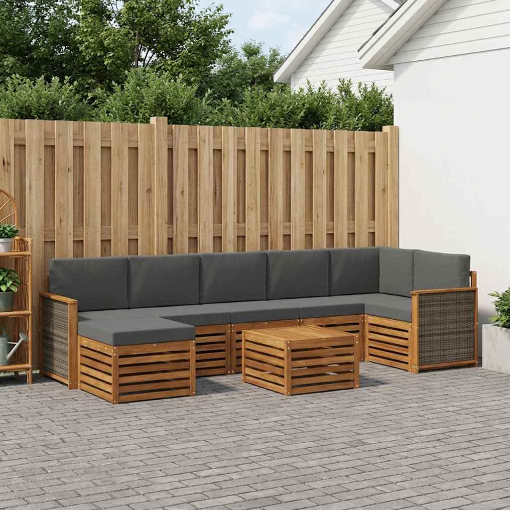 Ensemble de canapés d'extérieur 7 pcs Naturel et Anthracite - XIOS
