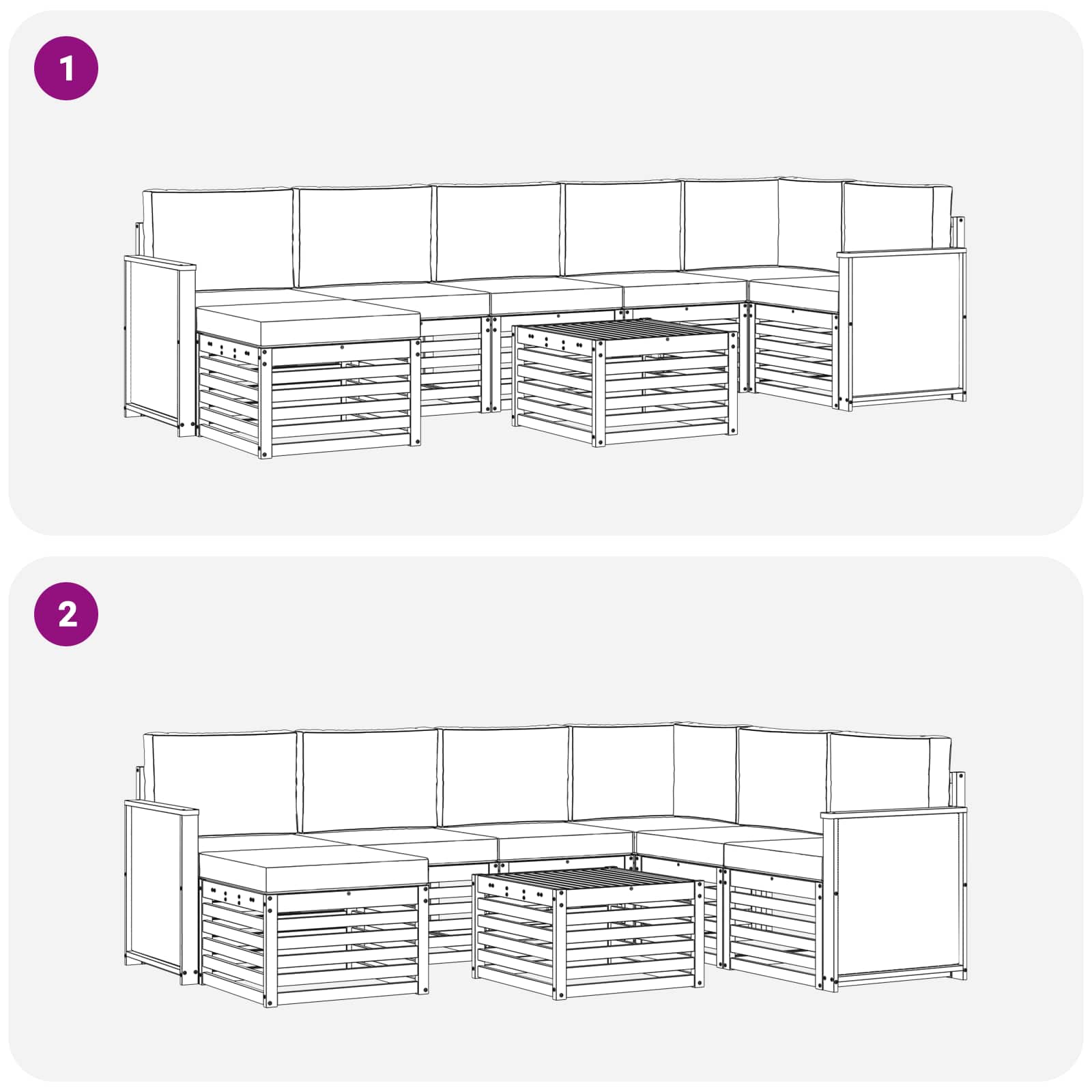 Ensemble de canapés d'extérieur 7 pcs Naturel et Anthracite - XIOS