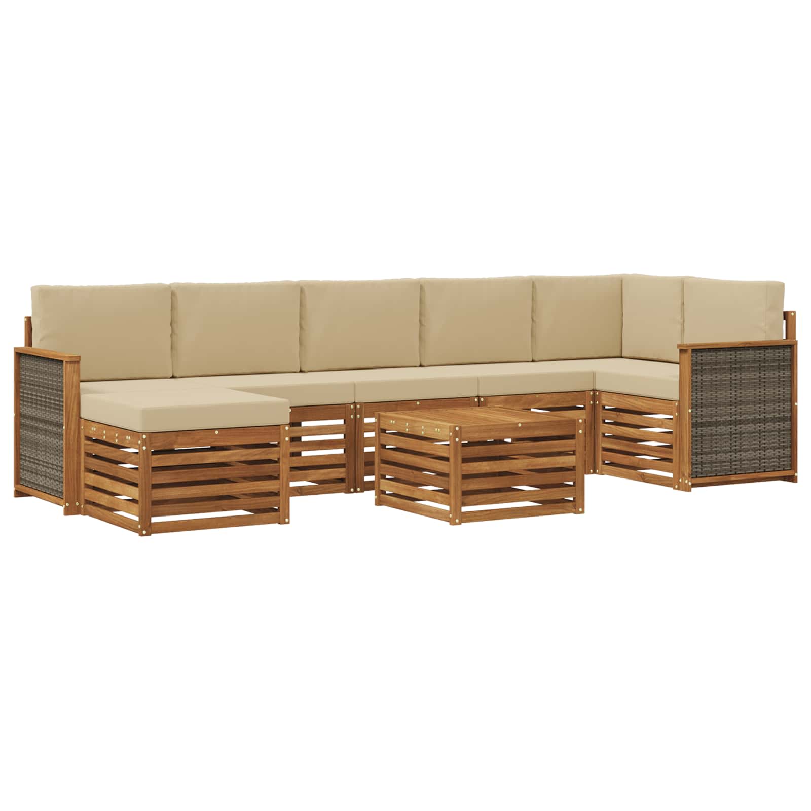 Ensemble de canapés d'extérieur avec coussin 7 pcs Naturel - XIOS