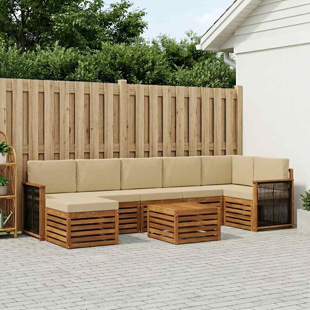 Ensemble de canapés d'extérieur avec coussin 7 pcs Naturel - XIOS