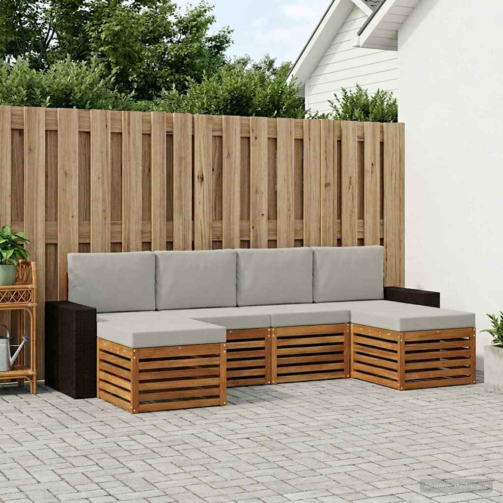 Ensembles de canapés avec coussin 6 pcs Naturel et gris clair - XIOS