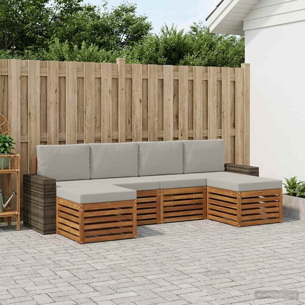 Ensembles de canapés avec coussin 6 pcs Naturel et gris clair - XIOS