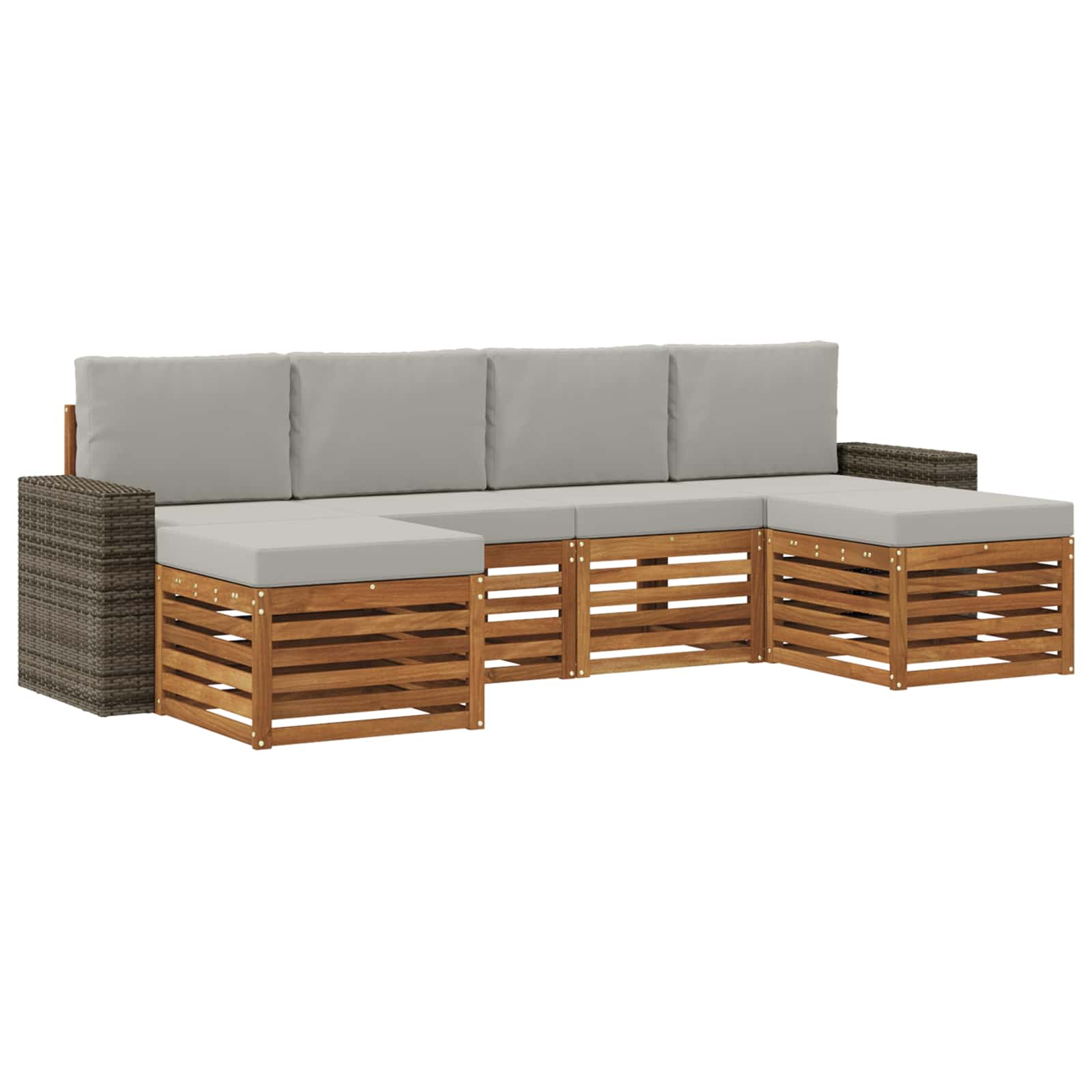 Ensembles de canapés avec coussin 6 pcs Naturel et gris clair - XIOS