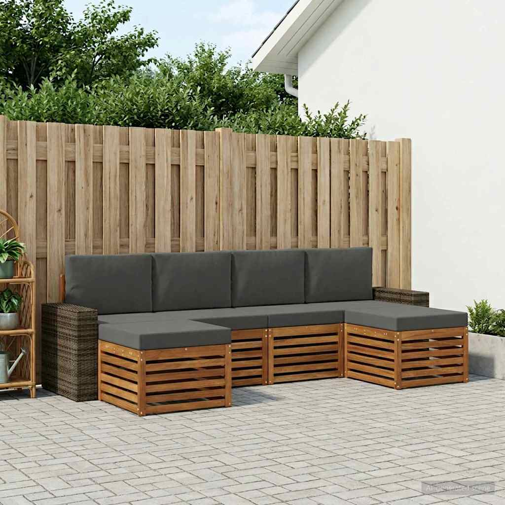 Ensembles de canapés avec coussin 6 pcs Naturel et Anthracite - XIOS