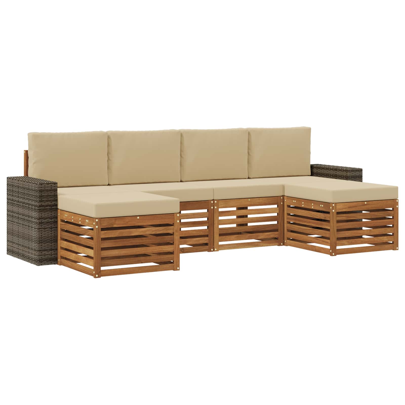 Ensembles de canapés avec coussin 6 pcs Naturel et Beige - XIOS