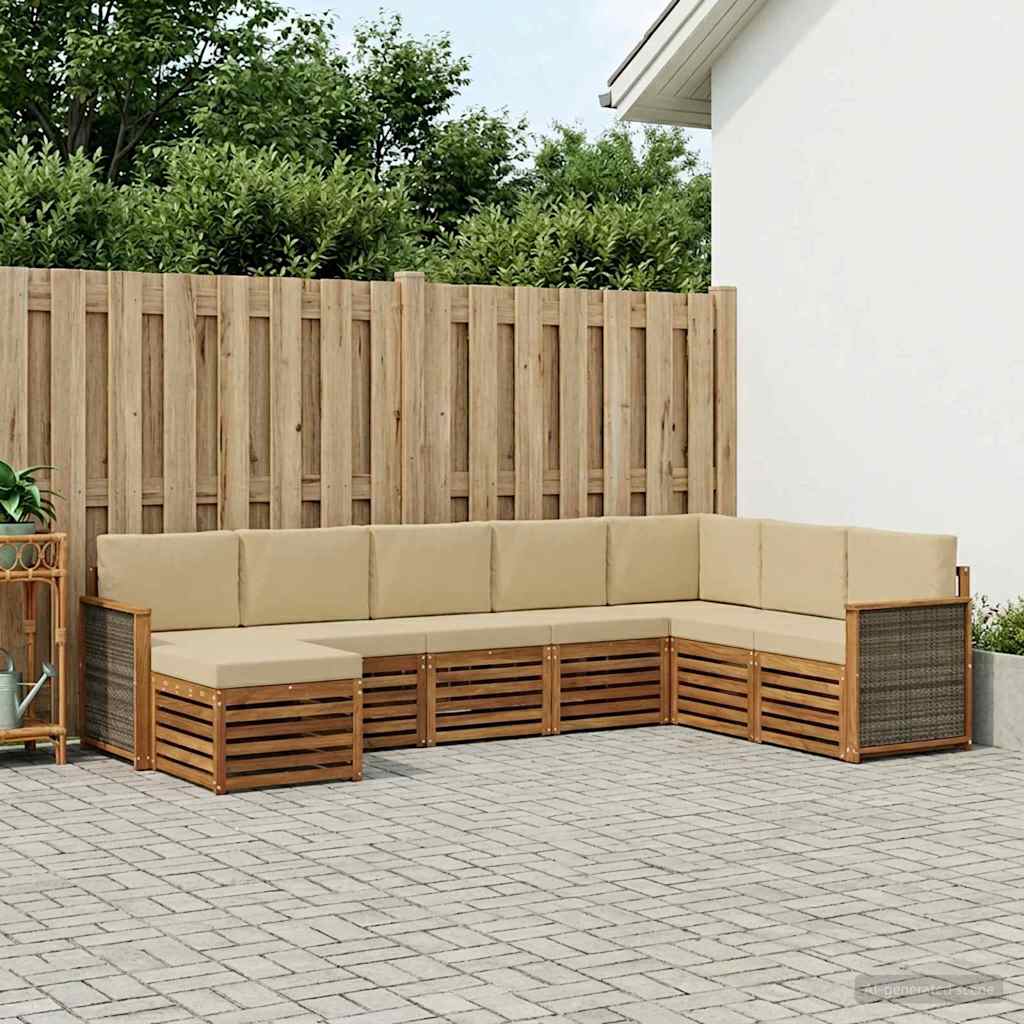 Ensemble de canapés d'extérieur avec coussin 6 pcs Naturel - XIOS
