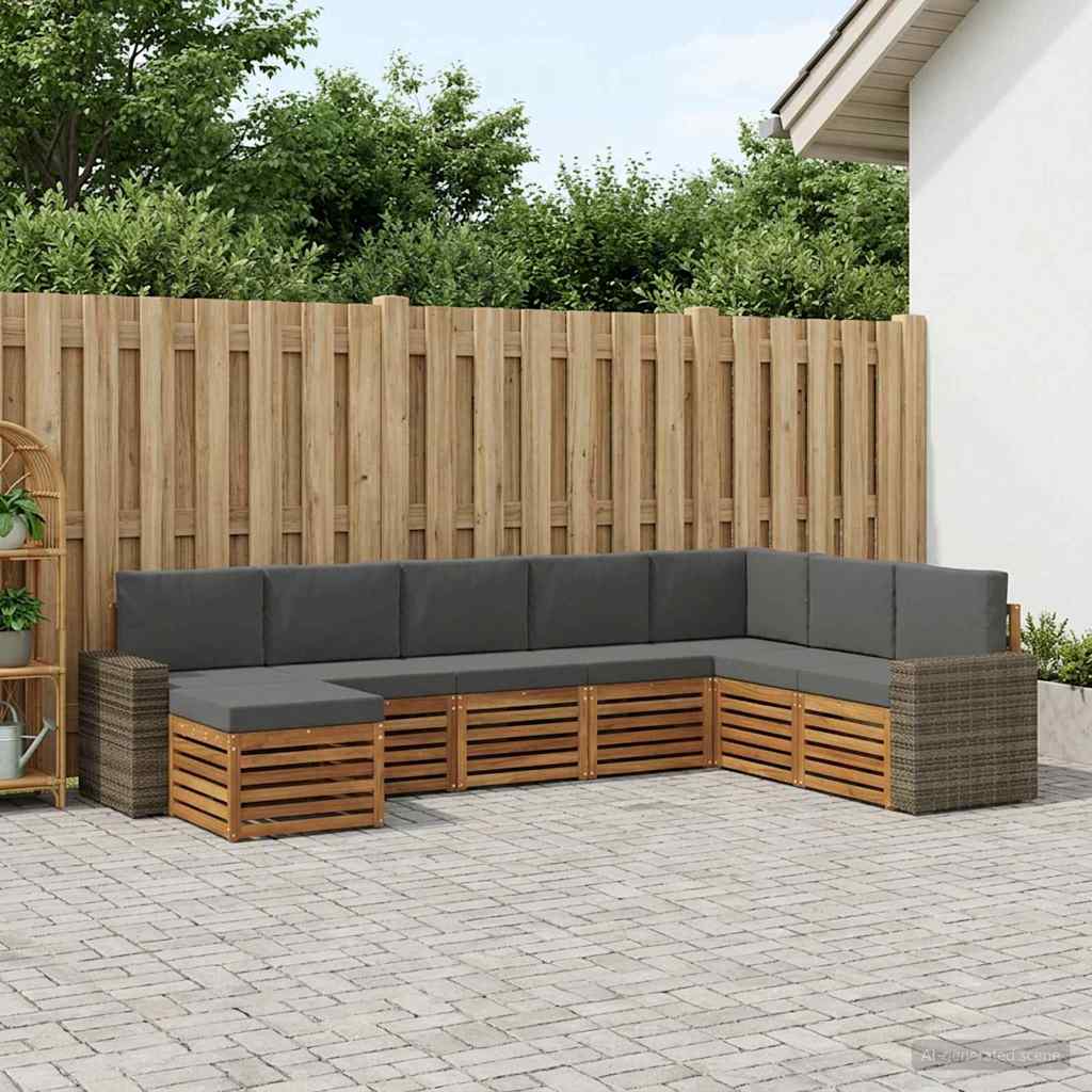Ensemble de canapés d'extérieur 8 pcs Naturel et Anthracite - XIOS