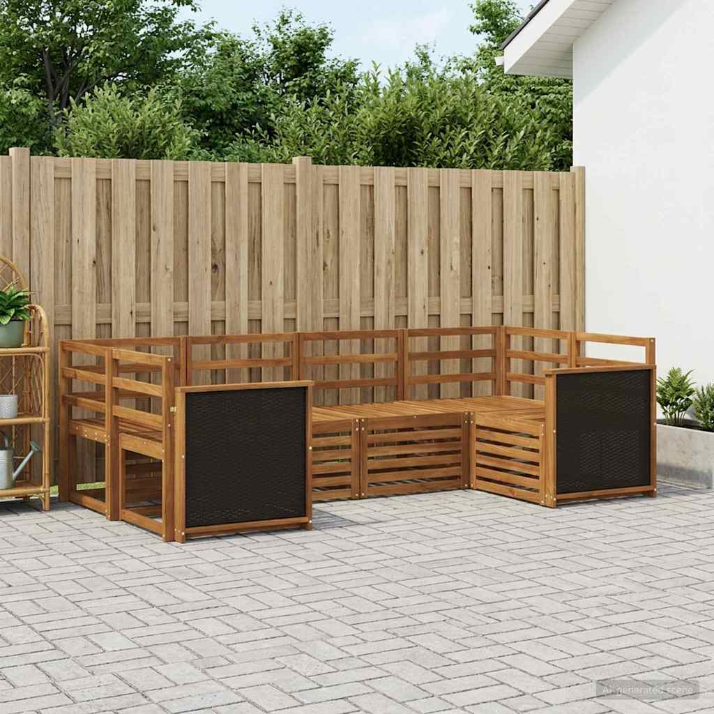Ensemble de canapé d'angle 5 pcs Naturel Bois d'Acacia Massif - XIOS