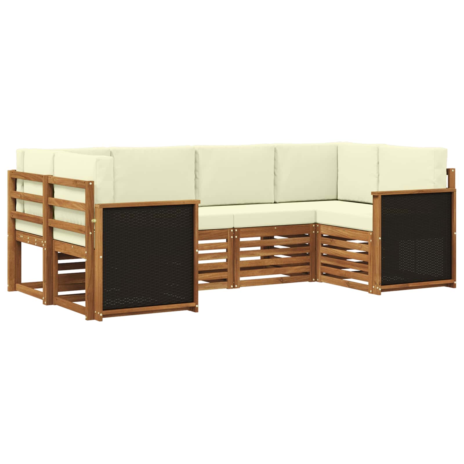 Ensemble de canapé d'angle avec coussin 5 pcs Naturel et Crème - XIOS