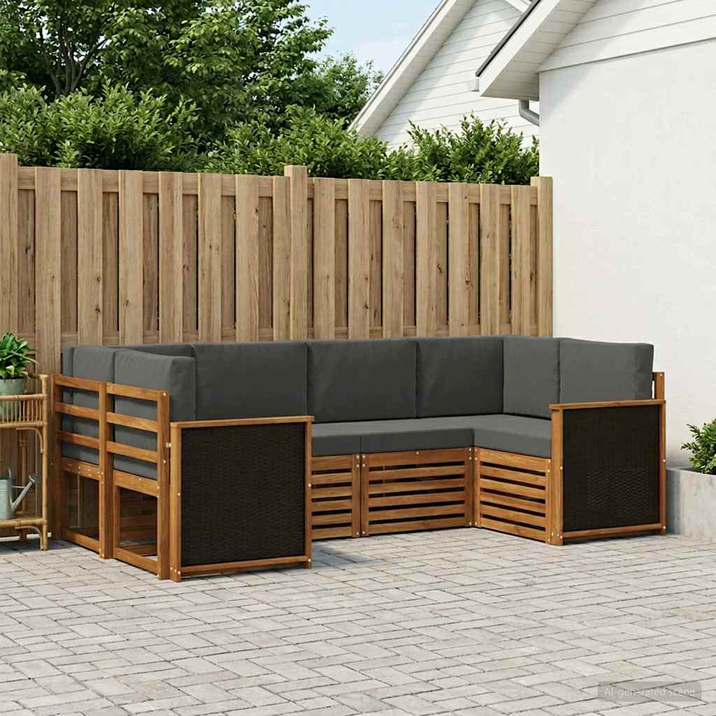 Ensemble de canapé d'angle 5 pcs Naturel et Anthracite - XIOS