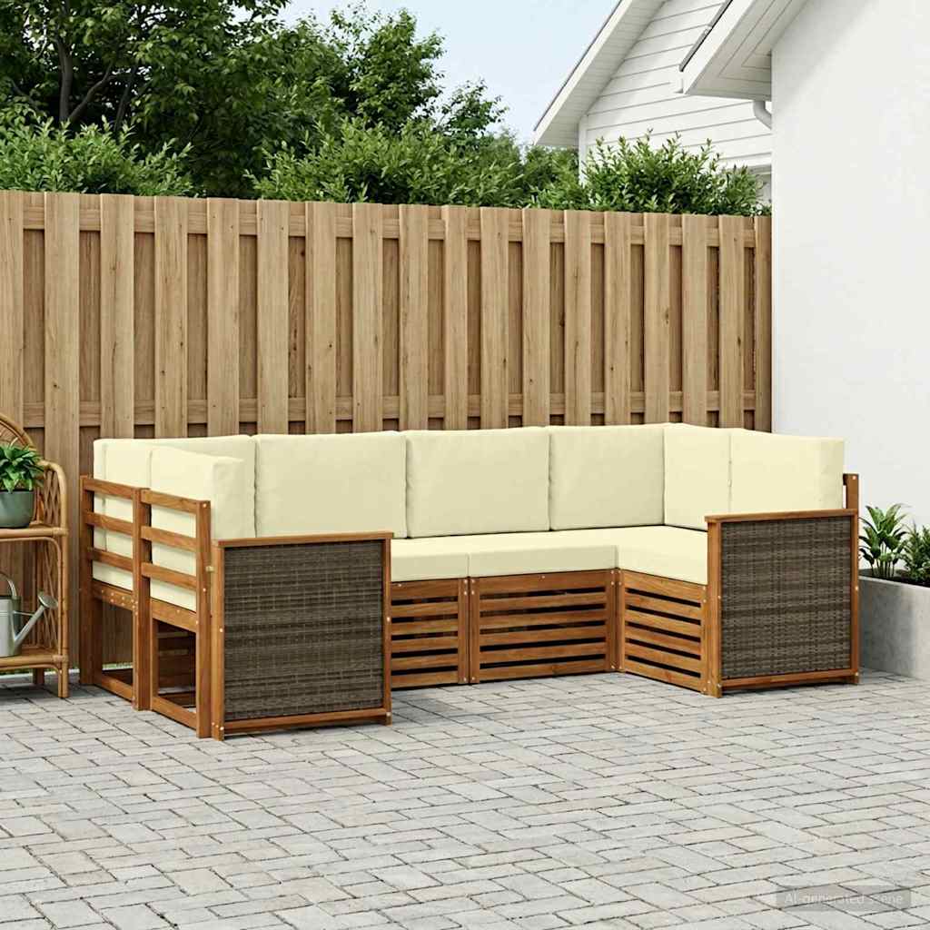 Ensemble de canapé d'angle avec coussin 5 pcs Naturel et Crème - XIOS