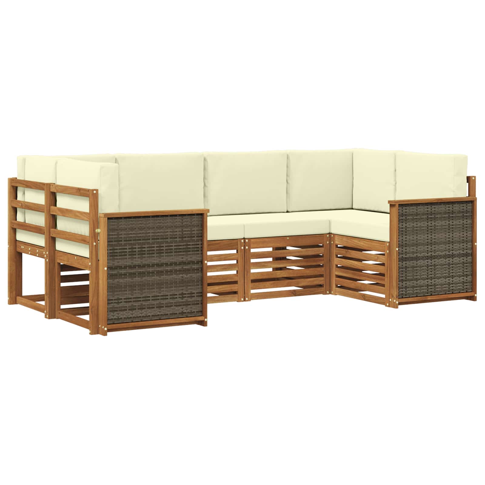 Ensemble de canapé d'angle avec coussin 5 pcs Naturel et Crème - XIOS