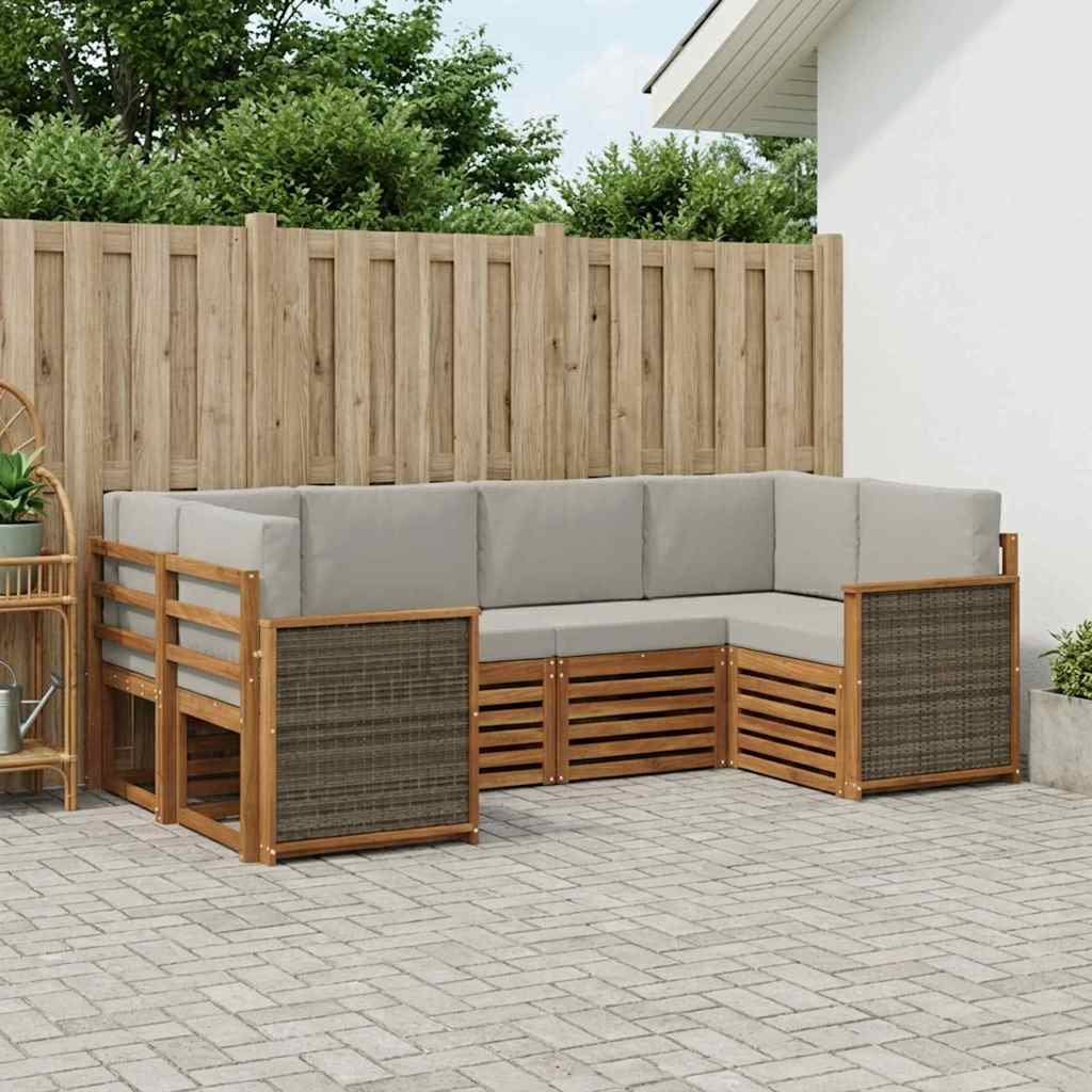 Ensemble de canapé d'angle 5 pcs Naturel et gris clair - XIOS