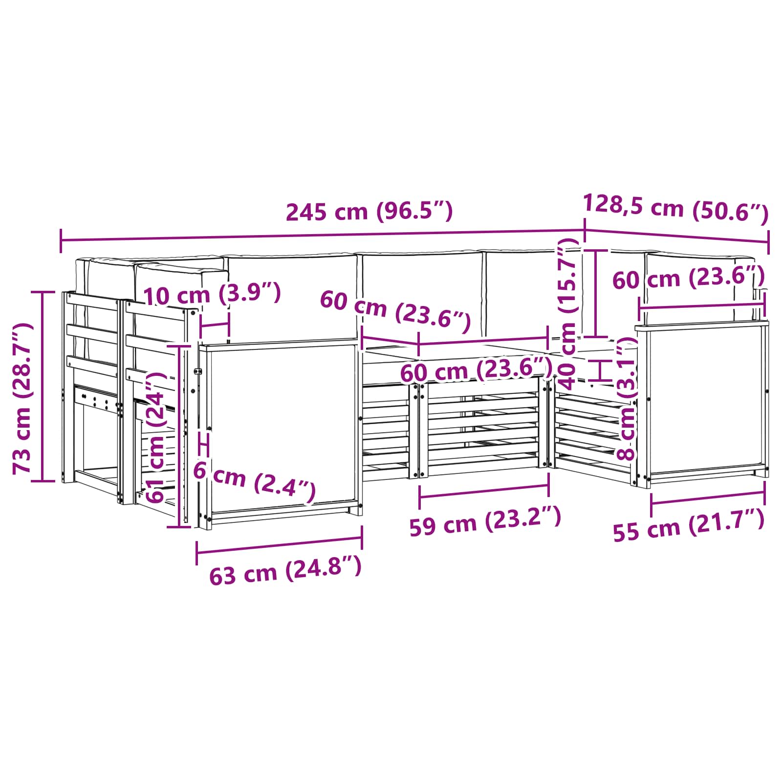 Ensemble de canapé d'angle 5 pcs Naturel et gris clair - XIOS