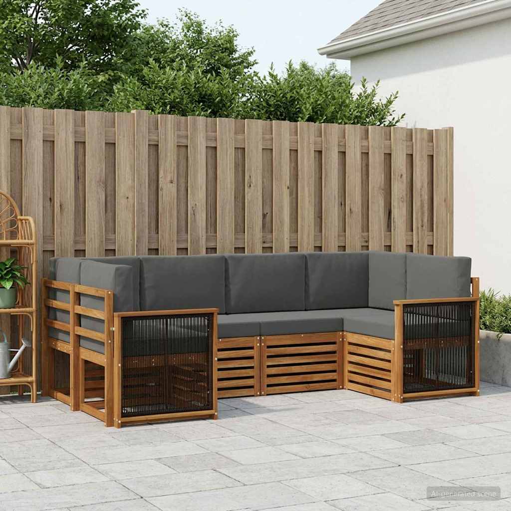 Ensemble de canapés d'extérieur 5 pc Naturel et Anthracite