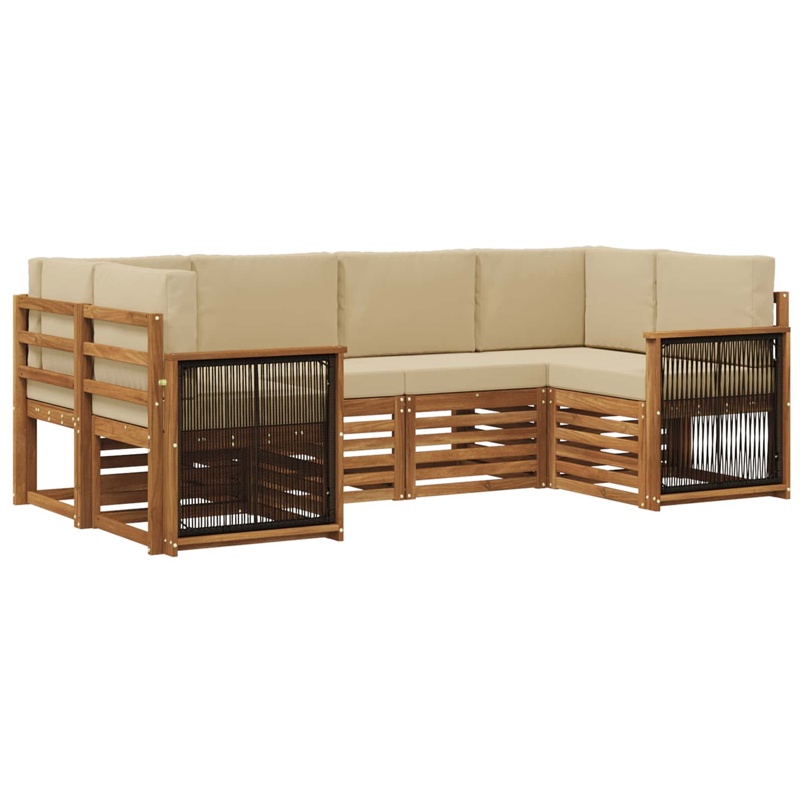 Ensemble de canapé d'angle avec coussin 5 pcs Naturel - XIOS