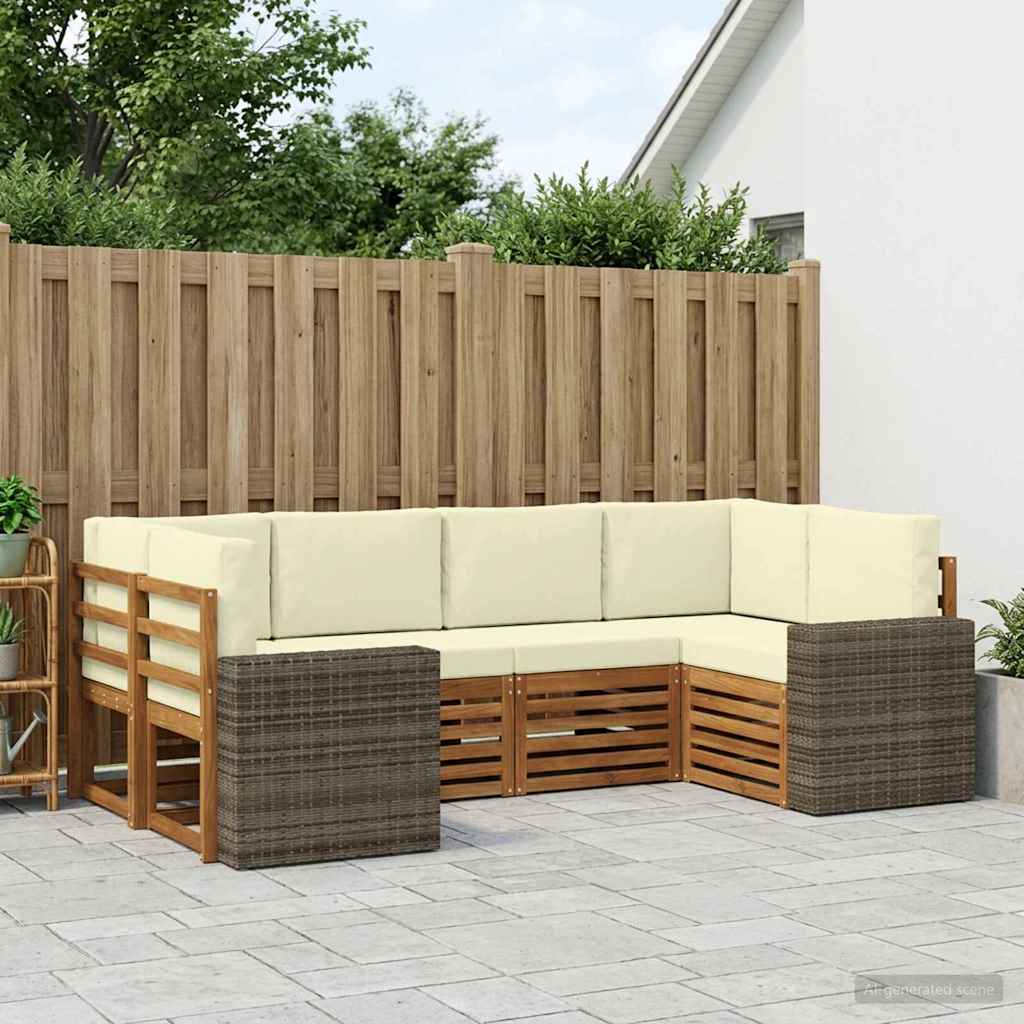 Ensemble de canapés d'extérieur 6 pc Naturel et Crème Polyester
