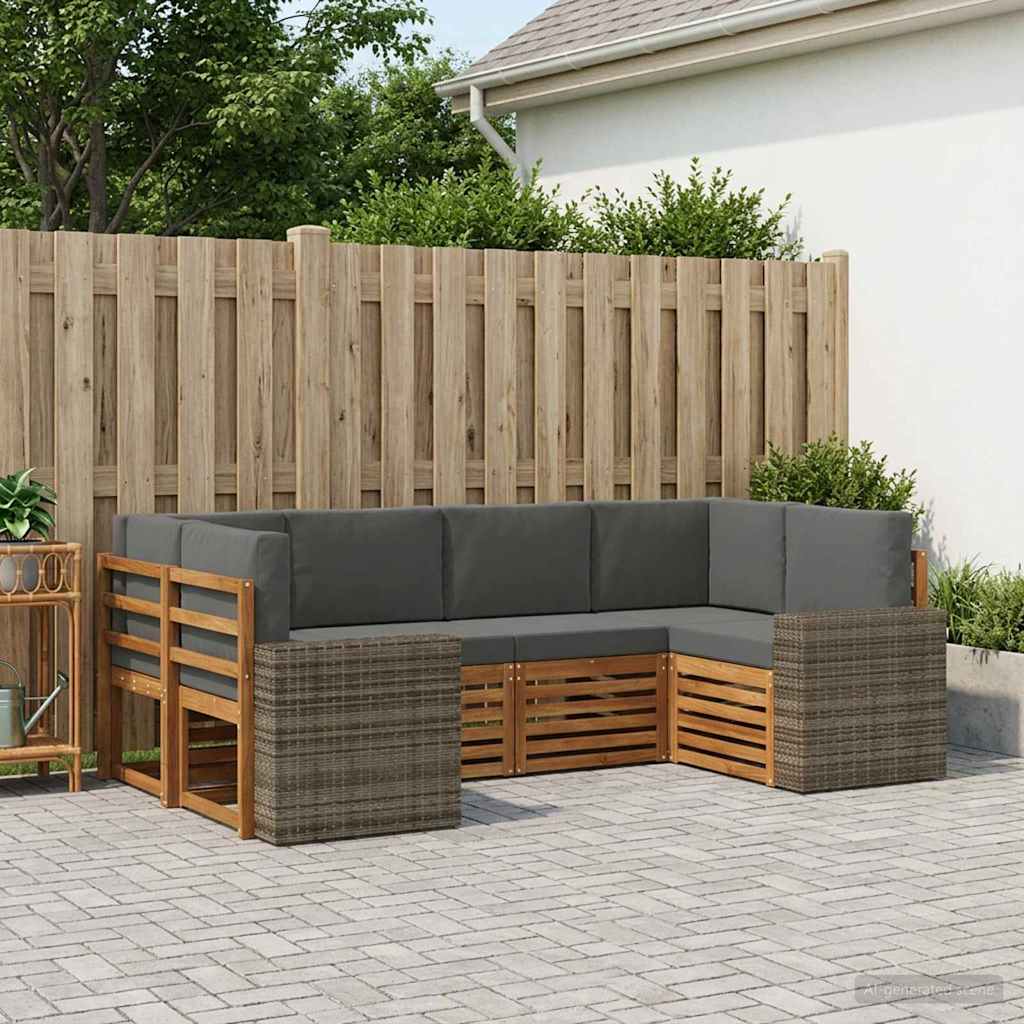 Ensemble de canapés d'extérieur 6 pc Naturel et Anthracite