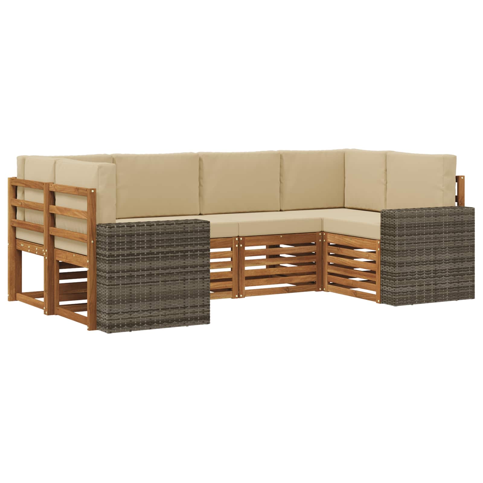 Ensemble de canapé d'angle 6 pcs Naturel et Beige Polyester - XIOS
