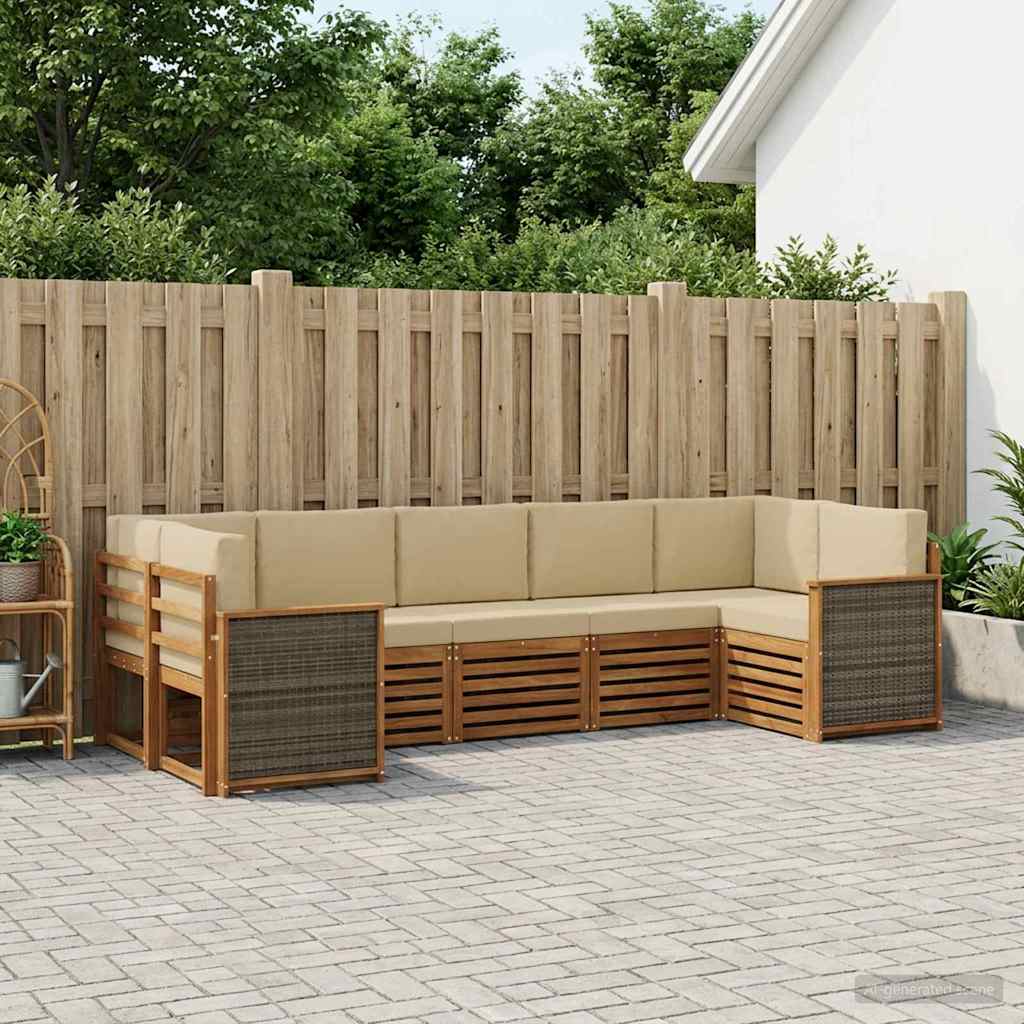 Ensemble de canapé d'angle avec coussin 6 pcs Naturel - XIOS