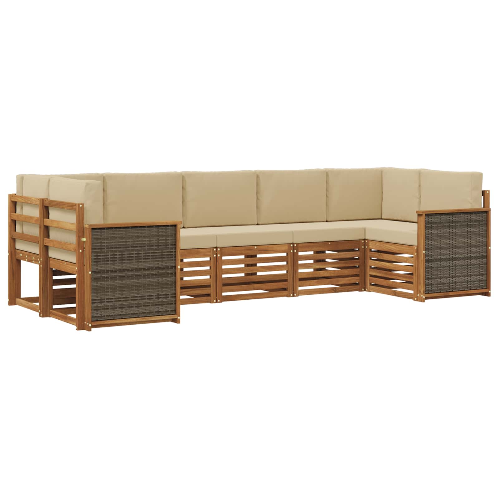 Ensemble de canapé d'angle avec coussin 6 pcs Naturel - XIOS