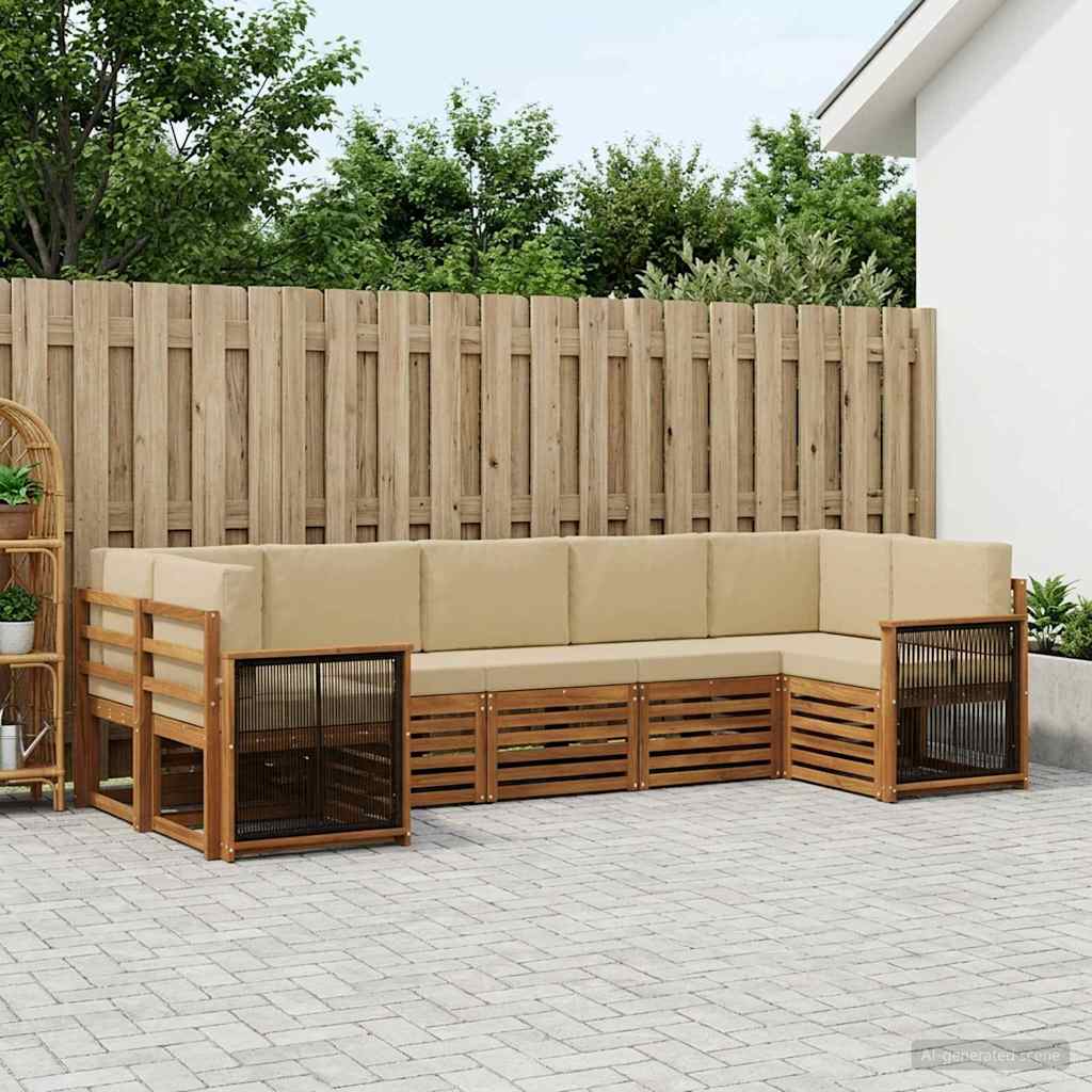 Ensemble de canapé d'angle avec coussin 6 pcs Naturel - XIOS
