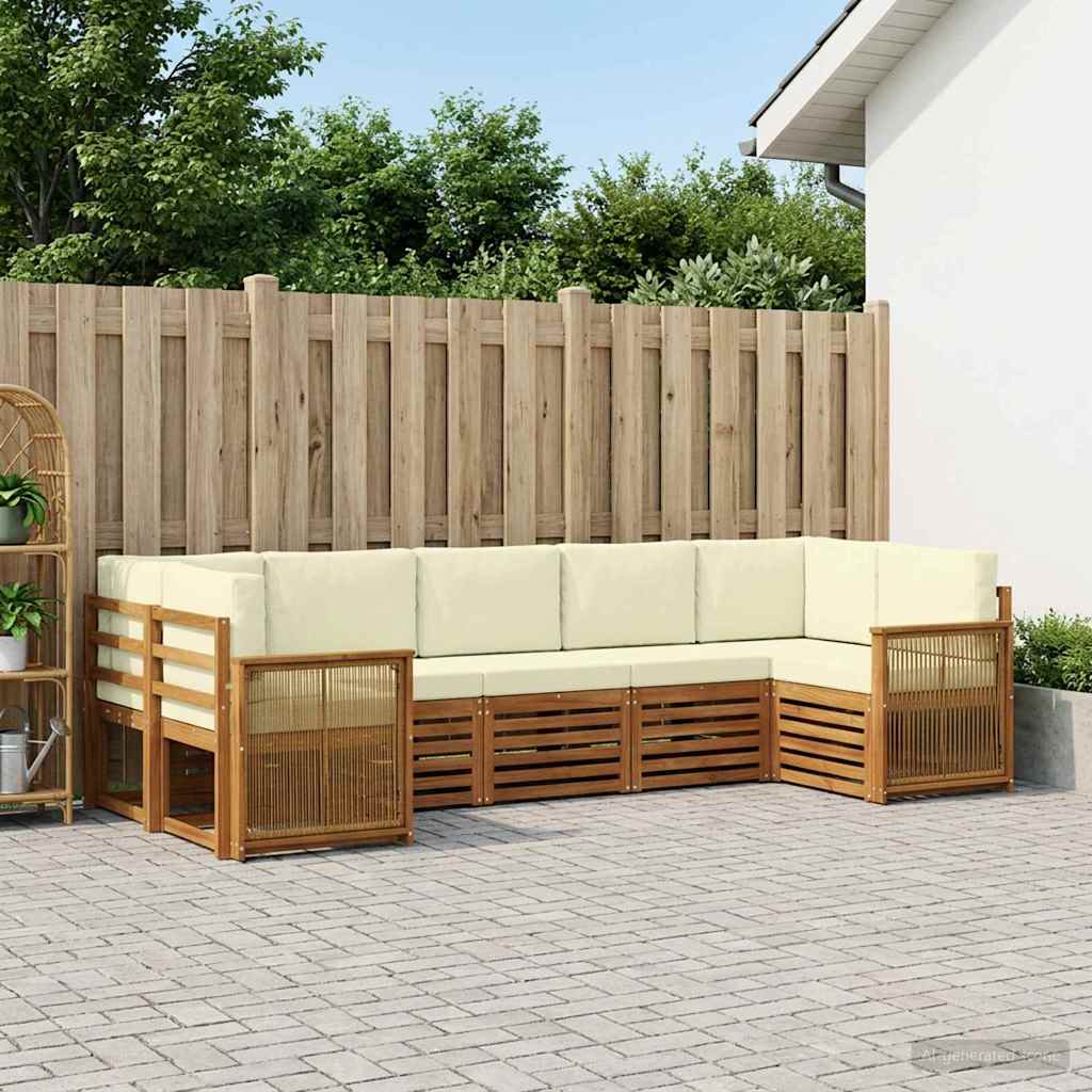 Ensemble de canapé d'angle avec coussin 6 pcs Naturel et Crème - XIOS